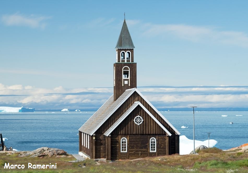 A igreja de Ilulissat, Groenlândia. Autor e Copyright Marco Ramerini